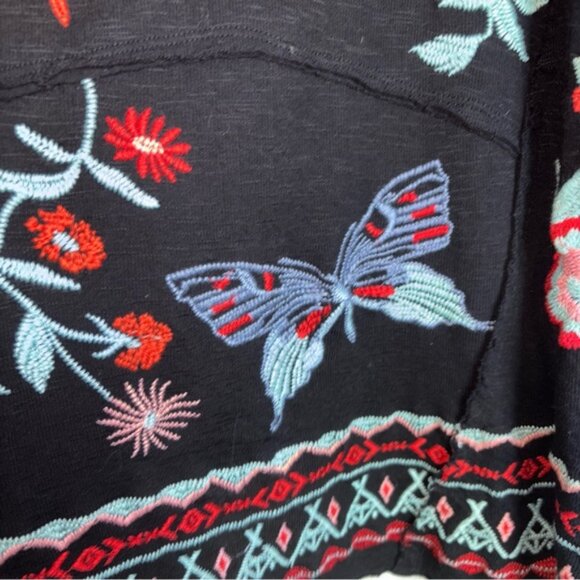 CAITE Embroidered Black Open Front Cardigan with Hood Boho Festival Style Small - Picture 14 of 14